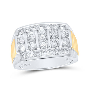 Men's Rings | 14kt White Gold Mens Round Diamond Ribbed Shank Band Ring 2 Cttw | Splendid Jewellery GND