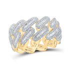 14kt Yellow Gold Baguette Diamond Cuban Link Men's Band Ring - 2-1/3 Cttw - Top View