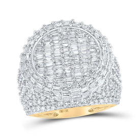 14kt Yellow Gold Baguette Diamond Pinky Circle Ring - 4-1/2 Ct.t.w. - Top View
