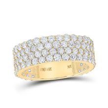 Load image into Gallery viewer, 14kt Yellow Gold Men&#39;s Round Diamond 4-Row Pave Band Ring - Exquisite Brilliance - Top View