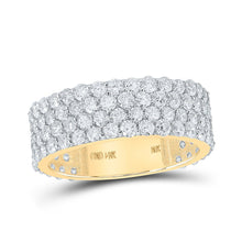 Load image into Gallery viewer, 14kt Yellow Gold Men&#39;s Round Diamond 4-Row Pave Band Ring - Exquisite Brilliance - Top View