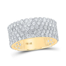 Load image into Gallery viewer, 14kt Yellow Gold Men&#39;s Round Diamond 5-Row Pave Band Ring - Exquisite Brilliance! - Top View