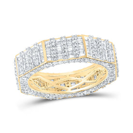 14kt Yellow Gold Men's Round Diamond Band Ring - 2-5/8 Cttw - Top View
