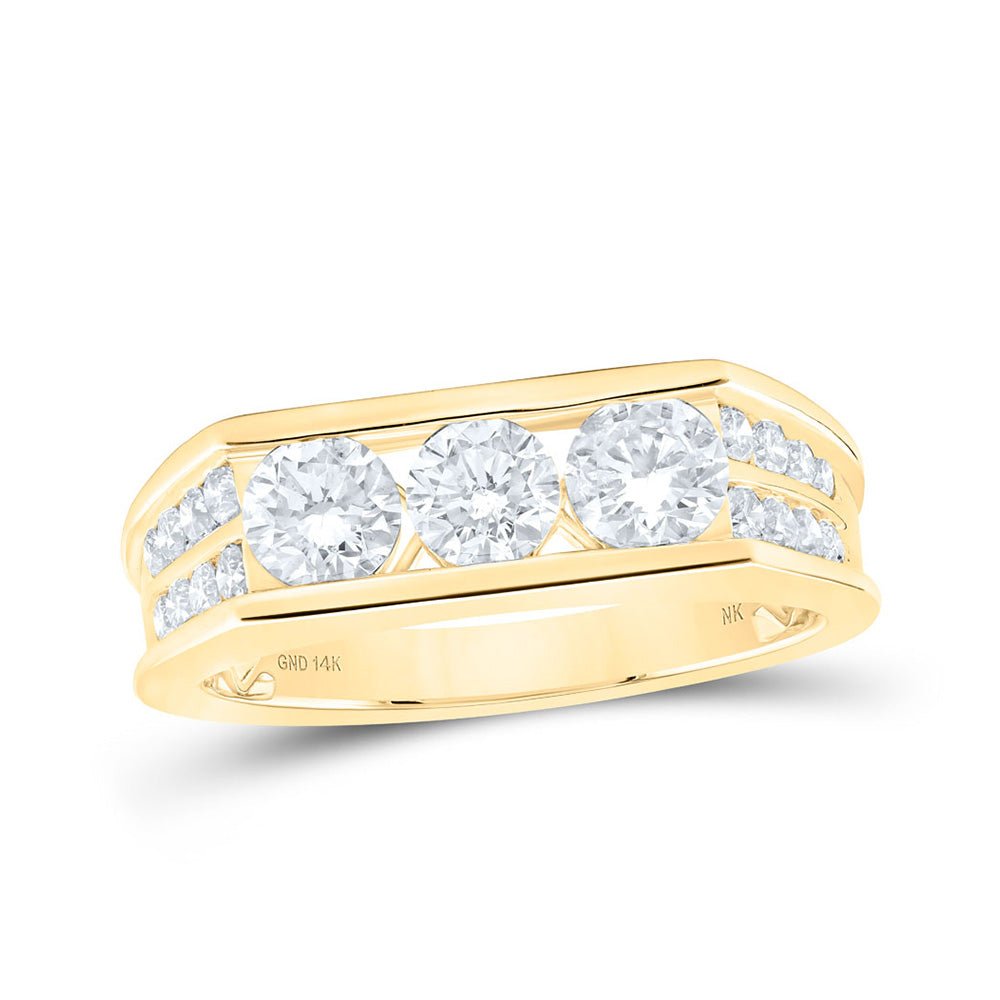 Men's Rings | 14kt Yellow Gold Mens Round Diamond Band Ring 2 Cttw | Splendid Jewellery GND