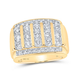 14kt Yellow Gold Men's Round Diamond Band Ring - A Captivating Splendor - Top View