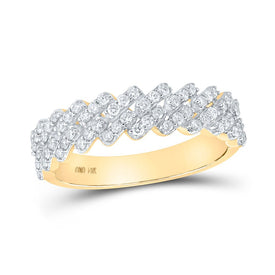 14kt Yellow Gold Men's Round Diamond Band Ring - A Dazzling Statement of Style - Top View