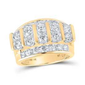 14kt Yellow Gold Men's Round Diamond Band Ring - 4 Cttw - Top View
