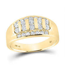 Load image into Gallery viewer, 14kt Yellow Gold Men's Round Diamond Channel-set Band Ring 1 Cttw - Top View