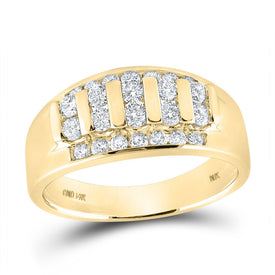 14kt Yellow Gold Men's Round Diamond Channel-set Band Ring 1 Cttw - Top View