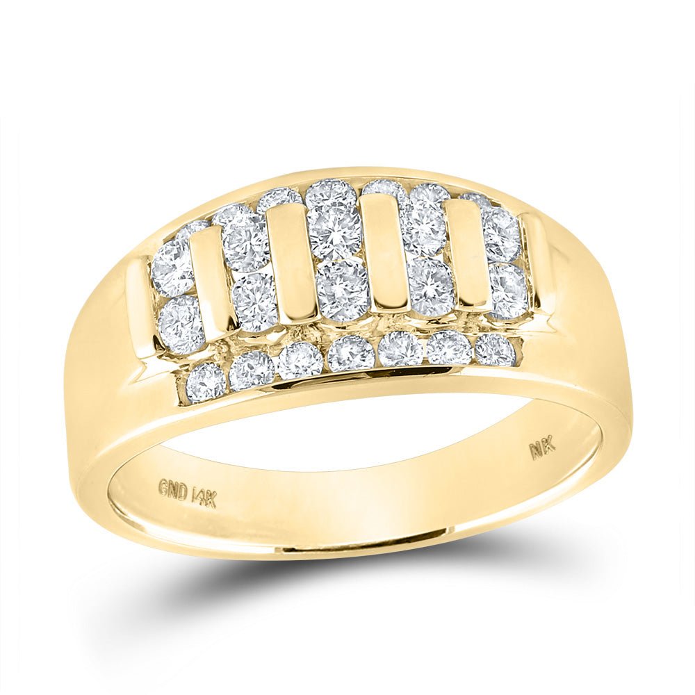 Men's Rings | 14kt Yellow Gold Mens Round Diamond Channel-set Band Ring 1 Cttw | Splendid Jewellery GND