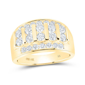 14kt Yellow Gold Men's Round Diamond Channel-set Band Ring - 2 Cttw - Top View