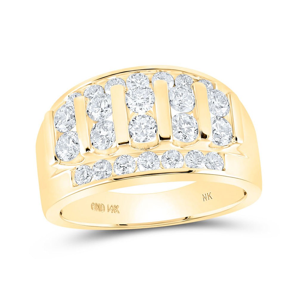 Men's Rings | 14kt Yellow Gold Mens Round Diamond Channel-set Band Ring 2 Cttw | Splendid Jewellery GND