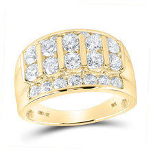 Load image into Gallery viewer, 14kt Yellow Gold Men's Diamond Channel-set Band Ring - 3 Cttw - Top View