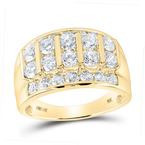 Men's Rings | 14kt Yellow Gold Mens Round Diamond Channel-set Band Ring 3 Cttw | Splendid Jewellery GND