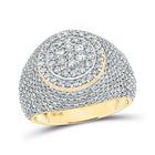 14kt Yellow Gold Men's Round Diamond Circle Cluster Ring 2 Cttw - Luxurious Brilliance - Top View