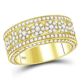 14kt Yellow Gold Men's Round Diamond Cluster Band Ring - 2-5/8 Cttw - Top View