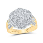 14kt Yellow Gold Men's Round Diamond Cluster Ring - Captivating Brilliance - Top View