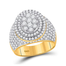 Load image into Gallery viewer, Splendid Jewellery 14kt Yellow Gold Men&#39;s Round Diamond Cluster Ring 2-1/2 Cttw - Top View
