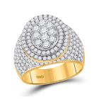 Splendid Jewellery 14kt Yellow Gold Men's Round Diamond Cluster Ring 2-1/2 Cttw - Top View