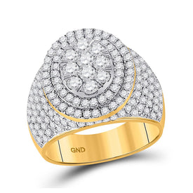 Splendid Jewellery 14kt Yellow Gold Men's Round Diamond Cluster Ring 2-1/2 Cttw - Top View