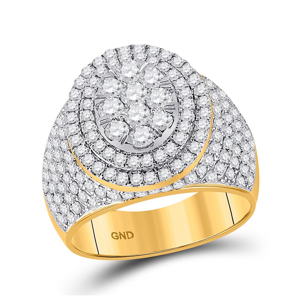 Men's Rings | 14kt Yellow Gold Mens Round Diamond Cluster Ring 2-1/2 Cttw | Splendid Jewellery GND