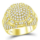 14kt Yellow Gold Men's Round Diamond Cluster Ring 3 Cttw - Exquisite Brilliance - Top View