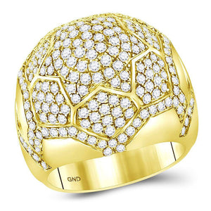 Men's Rings | 14kt Yellow Gold Mens Round Diamond Domed Star Cluster Ring 3-1/2 Cttw | Splendid Jewellery GND