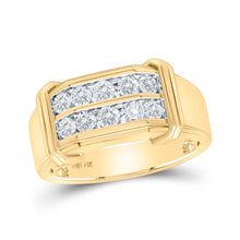 Load image into Gallery viewer, 14kt Yellow Gold Men's Double Row Diamond Band Ring - 7/8 Cttw - Top View