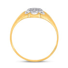 14kt Yellow Gold Men's Diamond Cluster Matte Ring - Sublime Jewel - Front View