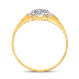 14kt Yellow Gold Men's Diamond Cluster Matte Ring - Sublime Jewel - Front View