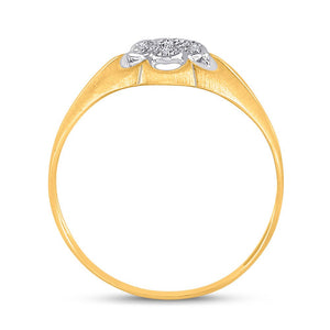 Men's Rings | 14kt Yellow Gold Mens Round Diamond Matte Cluster Ring .02 Cttw | Splendid Jewellery GND