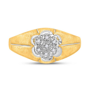 Men's Rings | 14kt Yellow Gold Mens Round Diamond Matte Cluster Ring .02 Cttw | Splendid Jewellery GND