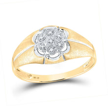 Load image into Gallery viewer, 14kt Yellow Gold Men's Diamond Cluster Matte Ring - Sublime Jewel - Top View