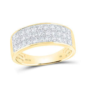 14kt Yellow Gold Diamond Pave Band Ring for Men - Luxurious Brilliance - Top View