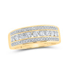 14kt Yellow Gold Triple Row Diamond Band Ring - 1 Cttw - Exquisite Men's Jewelry - Top View