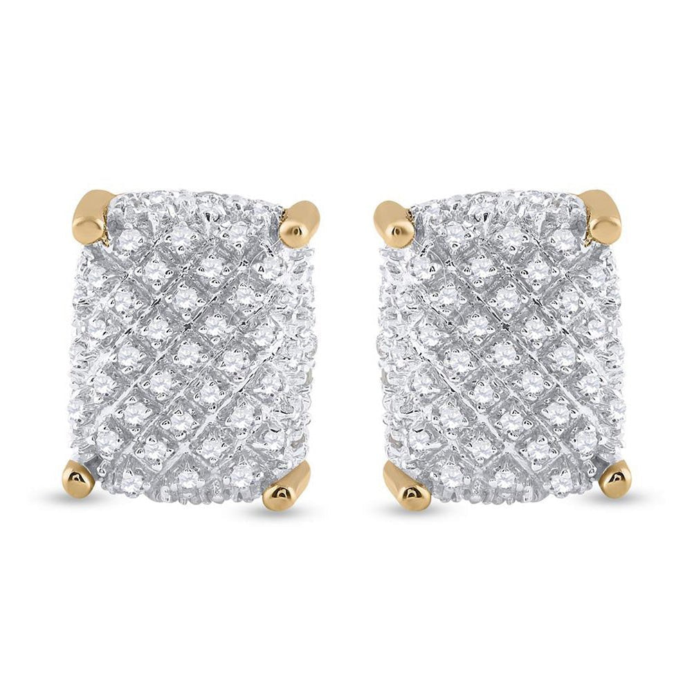 Men's Sparkling Cluster Diamond Earrings in 10kt Yellow Gold - 1/3 Cttw - Splendid Jewellery