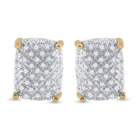 Men's Sparkling Cluster Diamond Earrings in 10kt Yellow Gold - 1/3 Cttw - Splendid Jewellery
