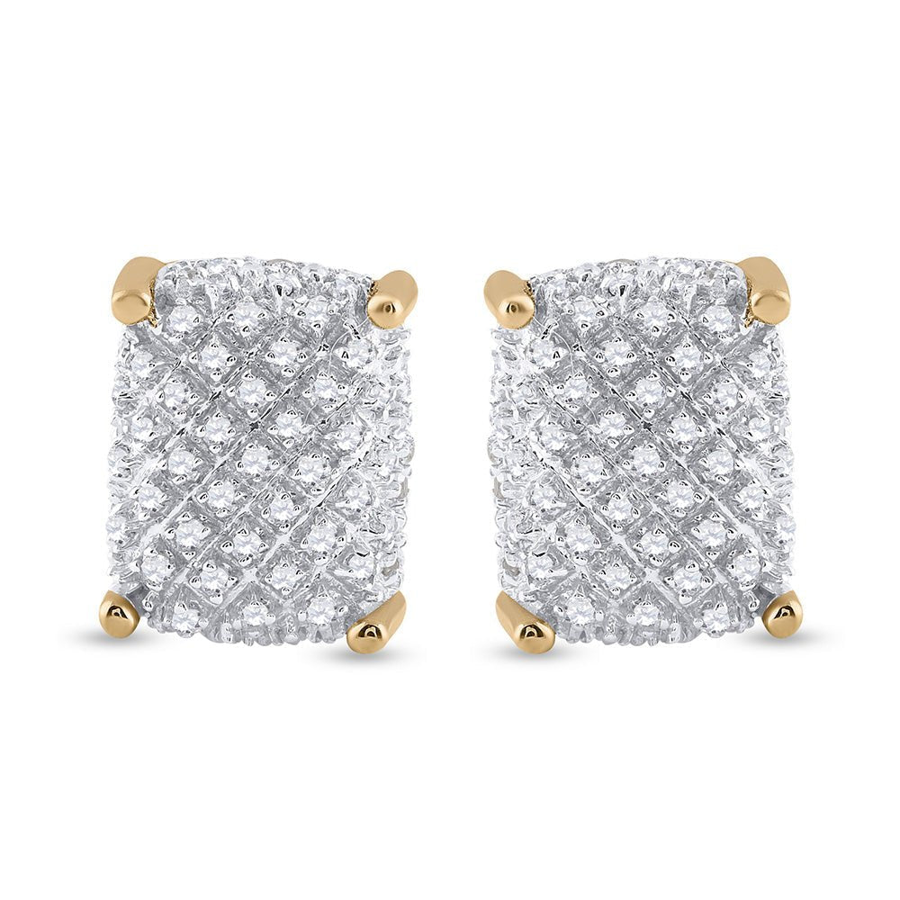 Men's Sparkling Cluster Diamond Earrings in 10kt Yellow Gold - 1/3 Cttw - Splendid Jewellery
