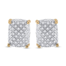 Men's Sparkling Cluster Diamond Earrings in 10kt Yellow Gold - 1/3 Cttw - Splendid Jewellery