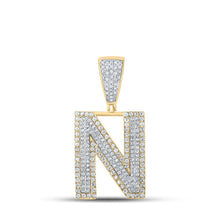 Load image into Gallery viewer, Men's Two - Tone Gold Diamond Initial N Charm Pendant - 7/8 Cttw - Splendid Jewellery