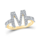 Mesmerizing 10kt Yellow Gold Baguette Diamond Initial M Letter Ring - Splendid Jewellery