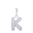 Mesmerizing Baguette Diamond K Initial Pendant | 10kt White Gold | 1/3 Cttw | Splendid Jewellery - Splendid Jewellery