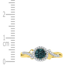 Load image into Gallery viewer, Mesmerizing Blue Diamond Cluster Ring in 10kt Yellow Gold Side View from Splendid Jewellery
