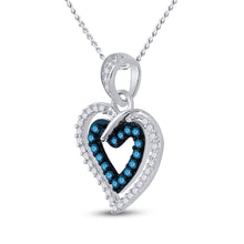 Load image into Gallery viewer, Mesmerizing Blue Diamond Heart Pendant: A Symbol of Everlasting Love and Elegance  Side View from Splendid Jewellery