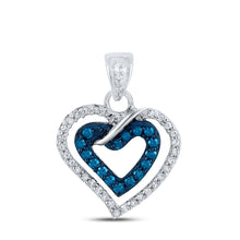 Load image into Gallery viewer, Mesmerizing Blue Diamond Heart Pendant: A Symbol of Everlasting Love and Elegance  Top View from Splendid Jewellery