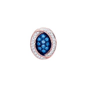 Mesmerizing Blue Diamond Oval Cluster Earrings in 10kt Rose Gold - Splendid Jewellery