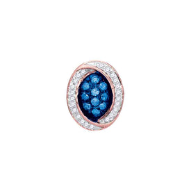 Mesmerizing Blue Diamond Oval Cluster Earrings in 10kt Rose Gold - Splendid Jewellery