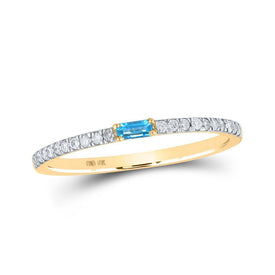 Mesmerizing Blue Topaz Diamond Baguette Band in 10kt Yellow Gold - Splendid Jewellery