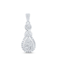 Load image into Gallery viewer, Mesmerizing Brilliance: 10kt White Gold Diamond Cluster Pendant  Top View from Splendid Jewellery