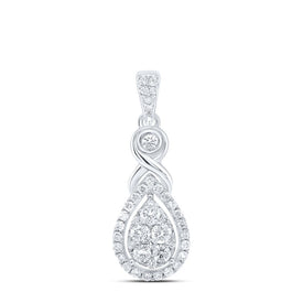 Mesmerizing Brilliance: 10kt White Gold Diamond Cluster Pendant  Top View from Splendid Jewellery